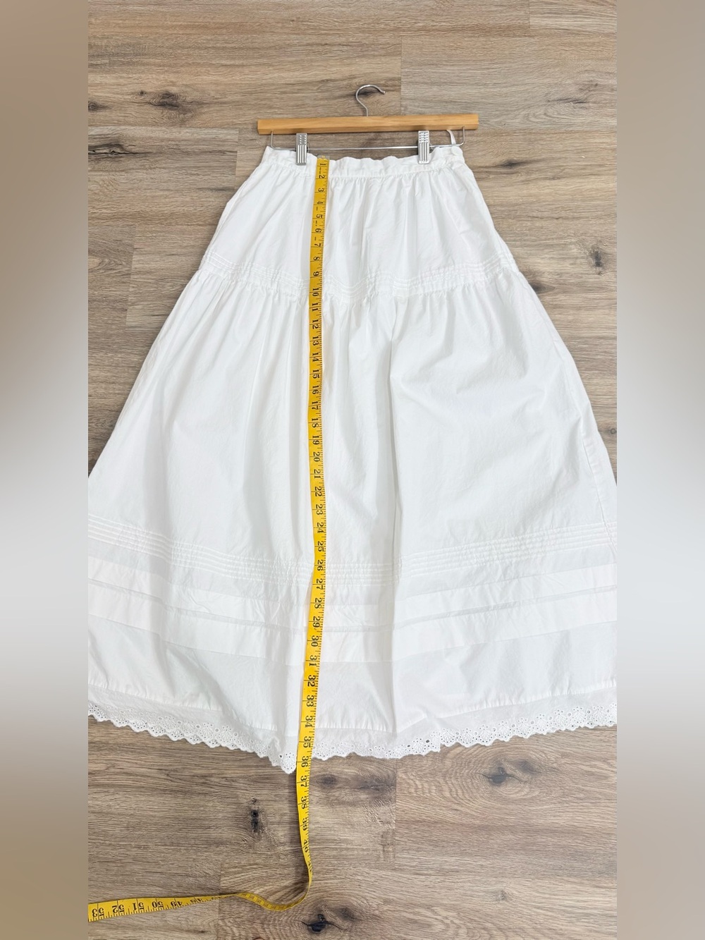 o.p.t Beth Cotton Skirt White Size 2 Tiered Eyelet Maxi Midi Cottagecore XS-S - Picture 7 of 10